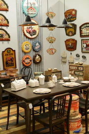 Mesa moderna con tapa de hierro marrón cm 80 x 160 xh 76