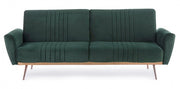 Sofá cama de tres plazas JOHNNY en terciopelo verde oscuro 210x83x h85 cm