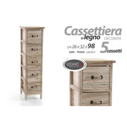 Cofre de madera de decoración de madera decoración del hogar 5 cajones 26 x 32 x 98 H CM CM