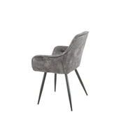 Silla Senna en Terciopelo Gris Oscuro con Estructura de Metal Negro Estilo Moderno