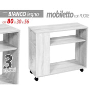Gabinete de TV con ruedas blancas 80 x 30 x 56 H CM CM