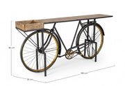 Mesa consola diseño bicicleta retro madera metal