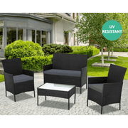 Conjunto de salón de jardín WRS008 en ratán negro
