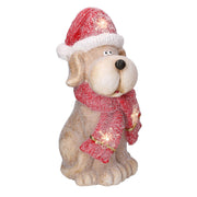 Perro de resina LED con sombrero rojo 22x19,5h40 cm