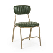 Addy silla moderna en acero tapizado en color retro verde oscuro