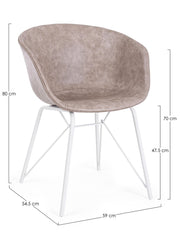 Warhol silla vintage de piel sintética blanco beige 59 x 54,5 x 80 cm