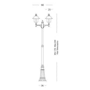Poste con estructura en aluminio inyectado gris y cobre para exterior h. 244 cm