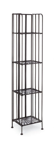 Estante plegable con cuatro estantes en acero Marrón RAY 34x30x h153 cm