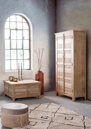 Puf Leilani efecto terciopelo gris claro D45 cm