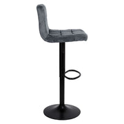 Sgabello regulable Mosva gris con patas negras opacas Asiento de terciopelo, regulable