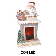 Chimenea led resina gris Papá Noel cm31,5x23h56