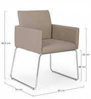 Silla con reposabrazos en polipiel Tortora SIXTY 60x54x h80.5 cm