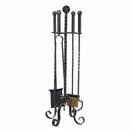 Accesorios de chimenea de metal twister 4 piezas sobre base cm27h75