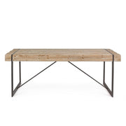 Mesa urbana industrial Garrett con tapa de madera