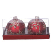 Pack de 2 velas de parafina roja con copos de nieve cm ø7,5h7,5