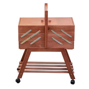 Banco de trabajo de madera n.40 con ruedas de nogal cm45x28h62