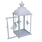 Farol de metal 1-2 cuadrado oro blanco mate cm22x22h51