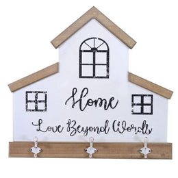 Percha de madera de metal Wroclaw 3 lugares blanco cm60x56x7,5