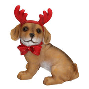 Perro resina con cuernos y lazo 17x10h17 cm