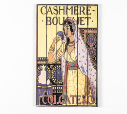 Estampa sobre madera con lienzo multicolor 60x100 cm