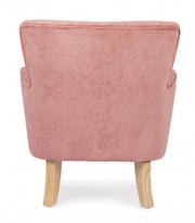 Sillón vintage de chenilla tapizado en terciopelo rosa