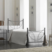 Cama individual de hierro con reposapiés TULIP Negro 92x208x h117 cm