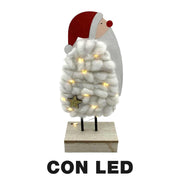 Santa claus madera blanco led tela cm10x5h21