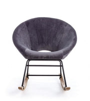 Sillón mecedora Annika efecto terciopelo gris oscuro