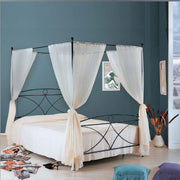 Cama doble de hierro con dosel negro ALICE 166x208x h210 cm