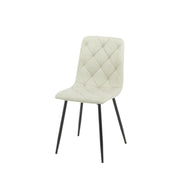 Silla Acolchada Beige con Costuras en Rombo 43x45x91 cm