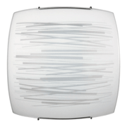 Plafón 1xE27 Ganchos Placa Cristal Cromado Blanco Decorado Líneas Horizontales E-Energy Manuela