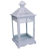 Farol metálico 1-3 blanco mate plata cuadrado cm24x24h52,5