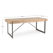 Mesa urbana industrial Garrett con tapa de madera
