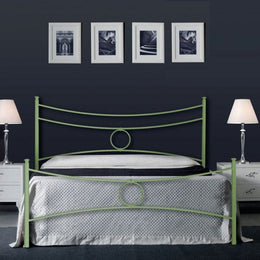 Cama doble de hierro con pie de cama verde CONCA 166x208x h117 cm