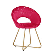 Silla Etere de terciopelo rojo con patas de metal dorado 65x60x82 cm
