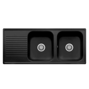 Fregadero Samet 116x50 2 senos Granitovero1162vsnep negro escurridor