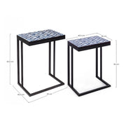 Conjunto de 2 mesas de centro NEAPOLIS en acero con tapa de mdf decorada con estampado 62.5h 56h cm