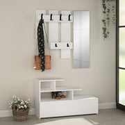 Mueble de entrada Vesty blanco con zapatero y espejo 100x30x122 cm