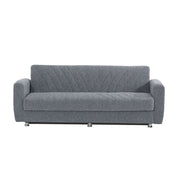 Sofá cama 3 plazas en tela gris con contenedor 214x80xH.83 cm