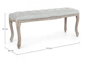 Banco clásico de madera de terciopelo gris Mathilde 110 x 36 x 47 cm