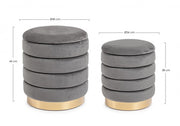 Set2 Pouf Container Darina Grigio en terciopelo