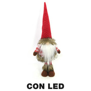 Gnomo de tela con led rojo cm19x14h56