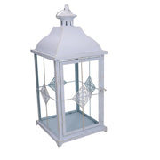 Farol de metal 1-2 cuadrado oro blanco mate cm22x22h51