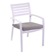Sillón Boston de aluminio blanco con cojín gris
