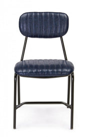 Silla Debbie azul vintage de ecopiel