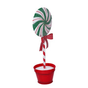 Caramelo de metal piruleta con florero verde cm11,5x9h30,5