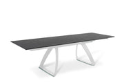 Mesa extensible con patas de aluminio y tapa negra 170/270x90x76h cm