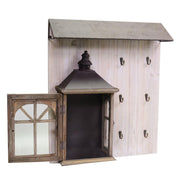 Percha de madera con farol marrón cm 65 x 55,5 xh 15,5