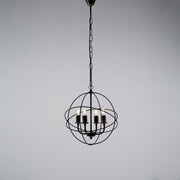 Araña de suspensión en hierro Negro Oro cuatro luces 39x h42 cm