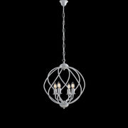 Araña deco suspensión hierro Blanco Plata cuatro luces 43x h50 cm